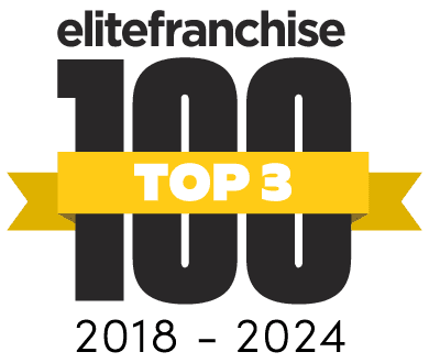 Elite Franchise Top 3 100 award badge for the years 2018 to 2024, celebrating Home Instead named as a finalist in the Elite Franchise Top 100 2024 Awards!. - Home Instead